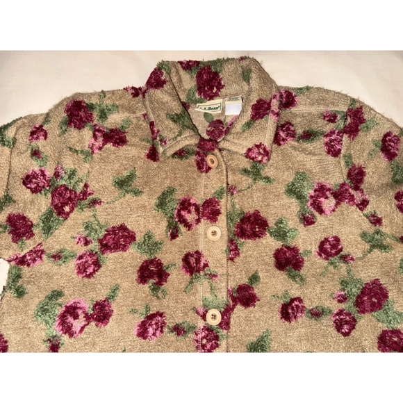 LL Bean Chenille Floral Shacket Shirt M - Picture 2 of 4
